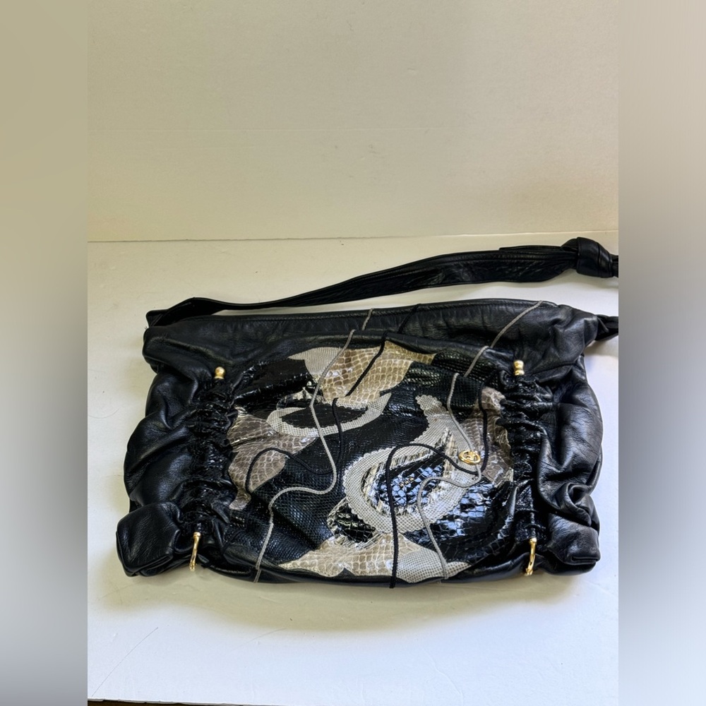 Vintage Carlo Fiori of Italy Snakeskin Patchwork Leather Shoulder Bag